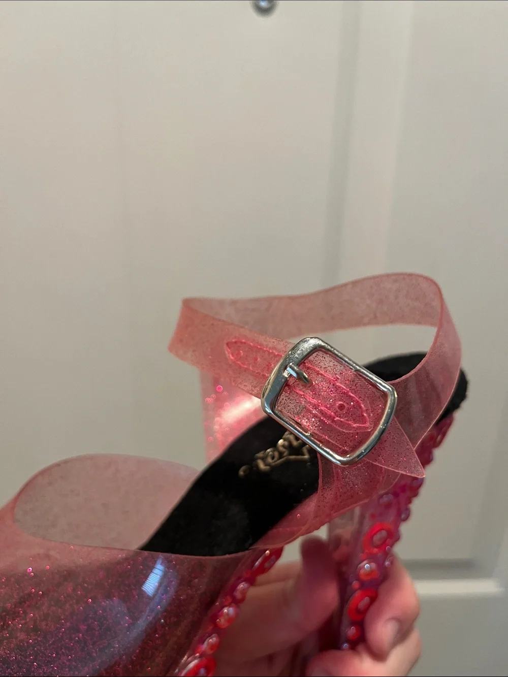 Sexy Pleaser Pink Glitter Platform Heels with Ankle Strap👠👠